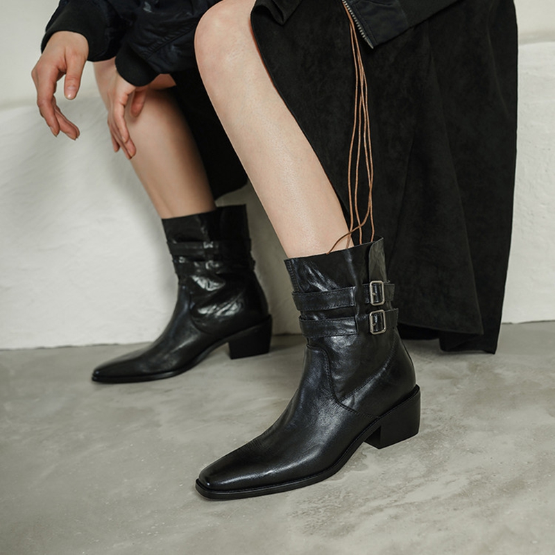 Leather Classic Strap - NEW Autumn Women Boots Genuine Leather